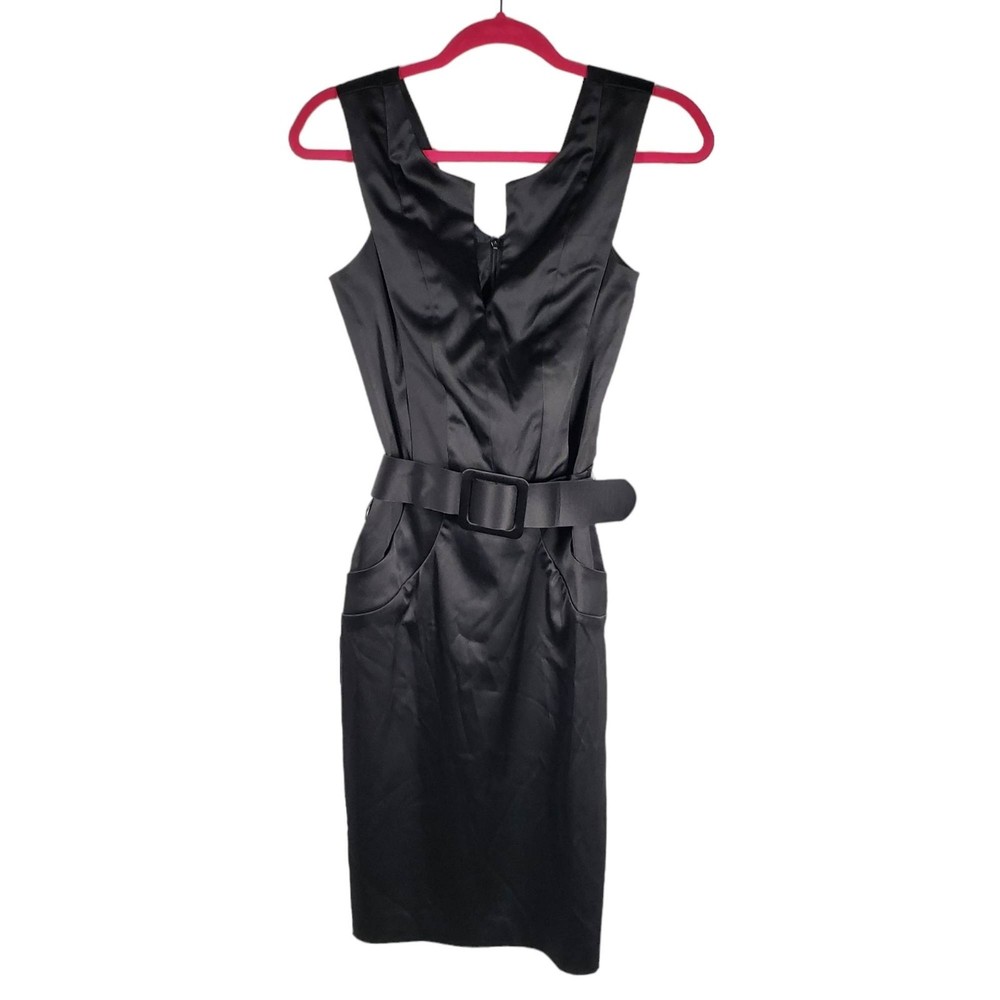 Ellen Tracy Women's size 2 Black Sleeveless Belted Polyester Spandex Dress